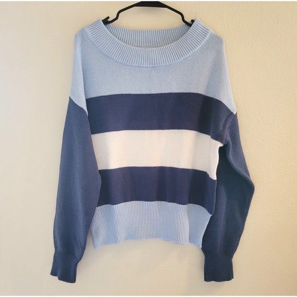 Lucky Brand Sweaters - Lucky Brand Blue Striped Sweater Size Medium